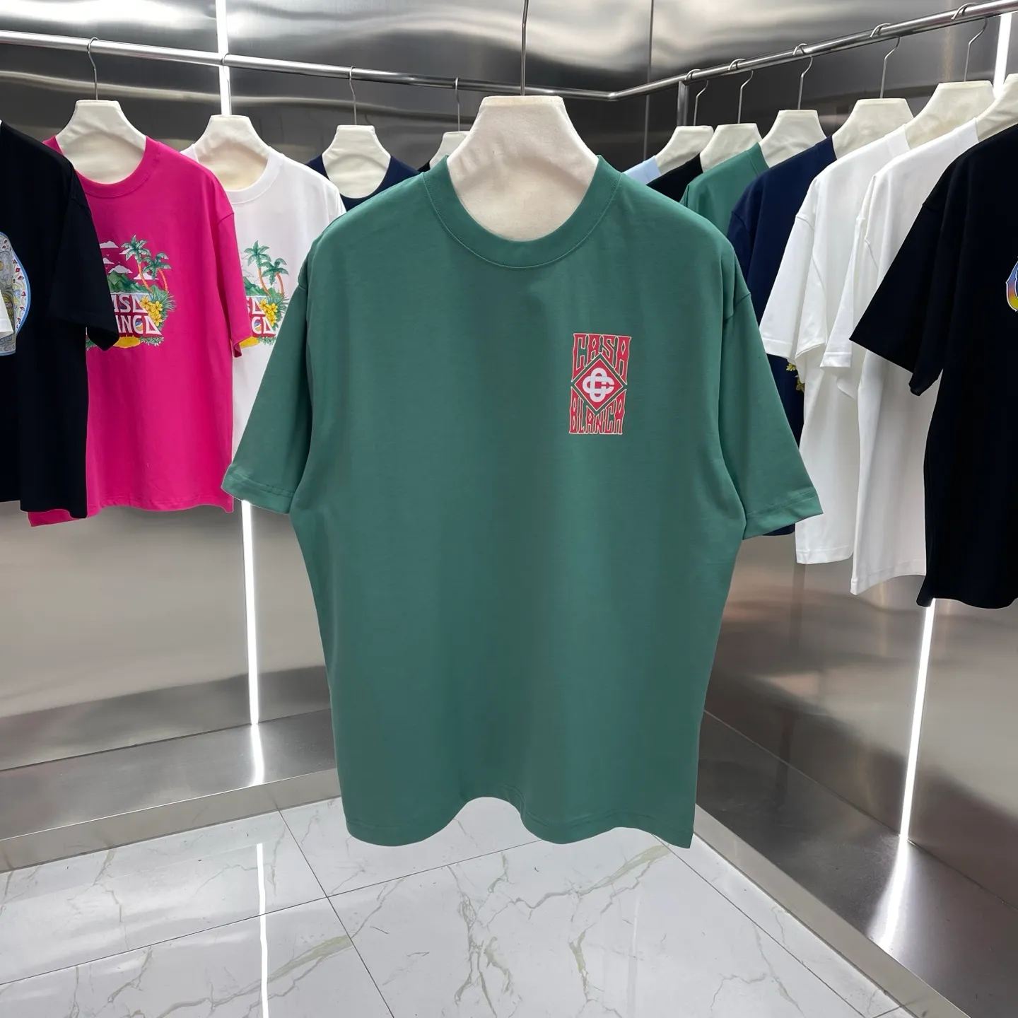 25ss New Arrival Casablanca Classic Series T ～ ， ， 。 ， Classic ， In Stock ！ ：White Black Green Light Blue Size：S M L XL XXL